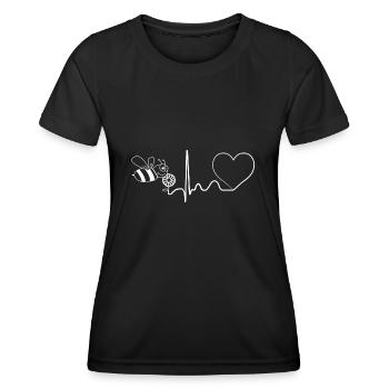 Biene Herzschlag Bienenfreund Imker mit Herz - Frauen Funktions-T-Shirt - Schwarz - Vorne - AI Model Female 172 light (172cm)