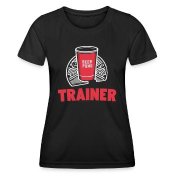 Beer Pong Trainer Spiel Party Spaß Freunde - Frauen Funktions-T-Shirt - Schwarz - Vorne - AI Model Female 172 light (172cm)