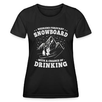 Prévisions de fin de semaine Snowboard et consommation d’alcool - T-shirt sport Femme - noir - Devant - AI Model Female 172 light (172cm)