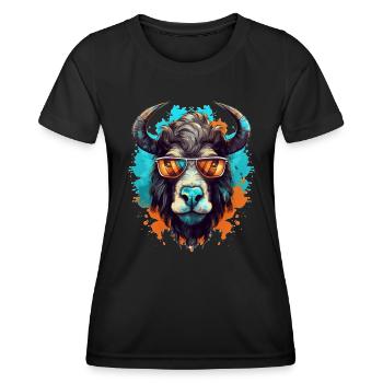 Taureau de fête - T-shirt sport Femme - noir - Devant - AI Model Female 172 light (172cm)
