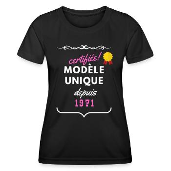 certifiée unique 1971 femme - T-shirt sport Femme - noir - Devant - AI Model Female 172 light (172cm)