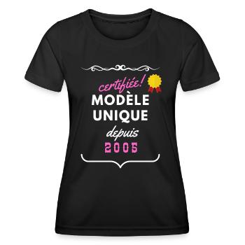 certifiée modèle unique depuis 2005 - T-shirt sport Femme - noir - Devant - AI Model Female 172 light (172cm)