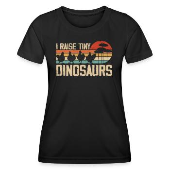 Ich ziehe winzige Dinosaurier auf Vintage Retro Huhn - Frauen Funktions-T-Shirt - Schwarz - Vorne - AI Model Female 172 light (172cm)