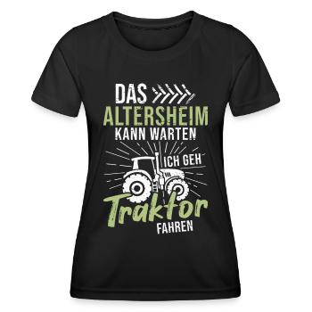 Landwirt Rentner Traktor Opa Bauernhof Rente - Frauen Funktions-T-Shirt - Schwarz - Vorne - AI Model Female 172 light (172cm)