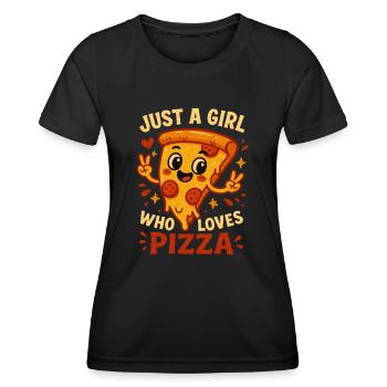 La pizza, c’est la vie – juste une fille qui aime la pizza - T-shirt sport Femme - noir - Devant - AI Model Female 172 light (172cm)