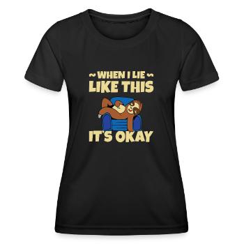 Plattes Faultier - Frauen Funktions-T-Shirt - Schwarz - Vorne - AI Model Female 172 light (172cm)