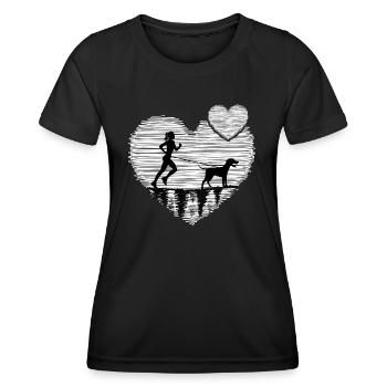 Draught dog sport Canicross dogrun running with dog - Women's Functional T-Shirt - black - Front - AI Model Female 172 light (172cm)