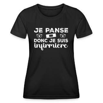 Je Panse Donc Je Suis Infirmière - T-shirt sport Femme - noir - Devant - AI Model Female 172 light (172cm)