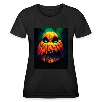 Courge d’Halloween dangereuse avec des dents pointues - T-shirt sport Femme - noir - Devant - AI Model Female 172 light (172cm)