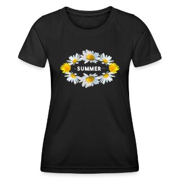 Les fleurs d’été enfin l’été - T-shirt sport Femme - noir - Devant - AI Model Female 172 light (172cm)