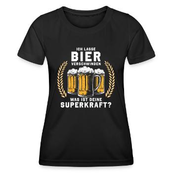 Bier Superkraft Biertrinker lustige Sprüche brauen - Frauen Funktions-T-Shirt - Schwarz - Vorne - AI Model Female 172 light (172cm)