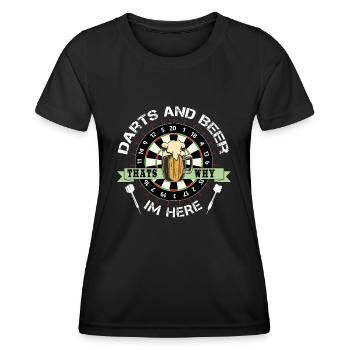 DART I Darts and Beer that's why im here - Women's Functional T-Shirt - black - Front - AI Model Female 172 light (172cm)