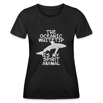 Requin d’eau profonde à pointe blanche - T-shirt sport Femme - noir - Devant - AI Model Female 172 light (172cm)