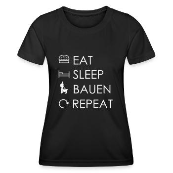 Manger dormir Construire Répéter - T-shirt sport Femme - noir - Devant - AI Model Female 172 light (172cm)