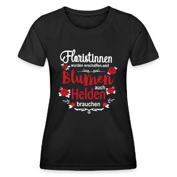 Blumenheld Floristin - Frauen Funktions-T-Shirt - Schwarz - Vorne - AI Model Female 172 light (172cm)