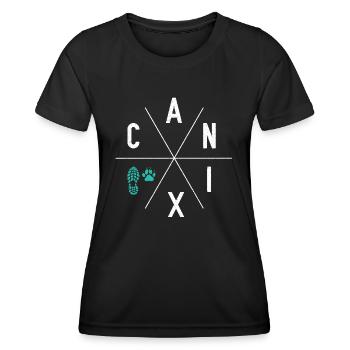 Canicross Cross Country Run avec Dog Canicross Run - T-shirt sport Femme - noir - Devant - AI Model Female 172 light (172cm)