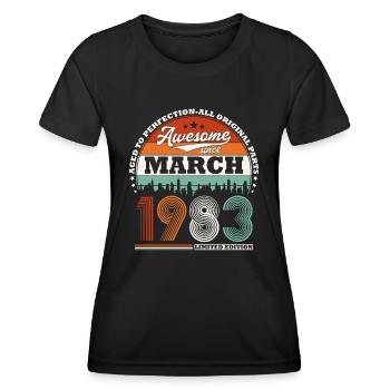 Mars 1983 Vintage Vintage Rétro Anniversaire - T-shirt sport Femme - noir - Devant - AI Model Female 172 light (172cm)