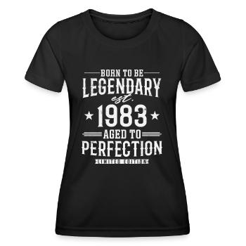 Légendaire depuis 1983 - T-shirt sport Femme - noir - Devant - AI Model Female 172 light (172cm)