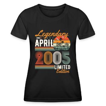 Légendaire depuis avril 2005 - T-shirt sport Femme - noir - Devant - AI Model Female 172 light (172cm)