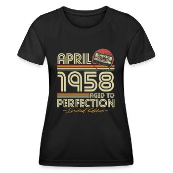 Avril 1958 Naissance Anniversaire Vintage Rétro - T-shirt sport Femme - noir - Devant - AI Model Female 172 light (172cm)