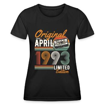 Original seit April 1993 - Frauen Funktions-T-Shirt - Schwarz - Vorne - AI Model Female 172 light (172cm)