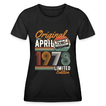 Original seit April 1978 - Frauen Funktions-T-Shirt - Schwarz - Vorne - AI Model Female 172 light (172cm)