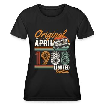 Original seit April 1988 - Frauen Funktions-T-Shirt - Schwarz - Vorne - AI Model Female 172 light (172cm)