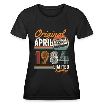 Original seit April 1984 - Frauen Funktions-T-Shirt - Schwarz - Vorne - AI Model Female 172 light (172cm)