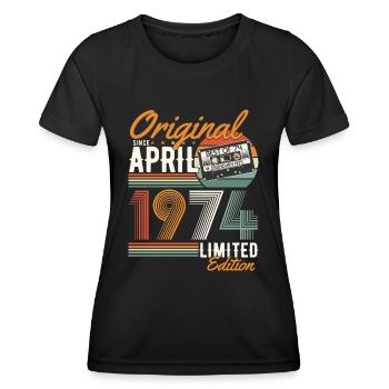 Original depuis avril 1974 - T-shirt sport Femme - noir - Devant - AI Model Female 172 light (172cm)