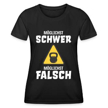 Möglichst schwer möglichst falsch Kraftsport Gym - Frauen Funktions-T-Shirt - Schwarz - Vorne - AI Model Female 172 light (172cm)