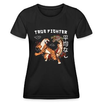 Vintage Drache Tiger 90s vintage Japan Kämpfer - Frauen Funktions-T-Shirt - Schwarz - Vorne - AI Model Female 172 light (172cm)