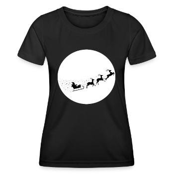 Reindeer Santa Claus sleigh full moon xmas - Women's Functional T-Shirt - black - Front - AI Model Female 172 light (172cm)