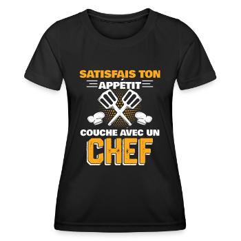 couche avec un chef - T-shirt sport Femme - noir - Devant - AI Model Female 172 light (172cm)