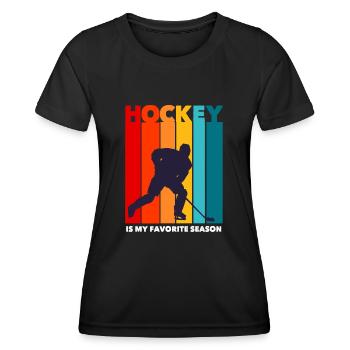 Eishockey - Frauen Funktions-T-Shirt - Schwarz - Vorne - AI Model Female 172 light (172cm)