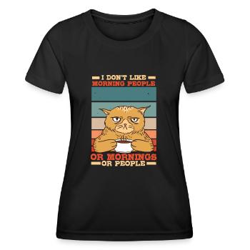 Lustiges Katzen T-Shirt Geschenk Katze - Frauen Funktions-T-Shirt - Schwarz - Vorne - AI Model Female 172 light (172cm)
