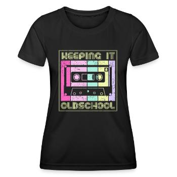 80s 90s Cassette Mixtape Retro Funny - T-shirt sport Femme - noir - Devant - AI Model Female 172 light (172cm)