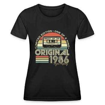 1986 Né Vintage Anniversaire Rétro - T-shirt sport Femme - noir - Devant - AI Model Female 172 light (172cm)