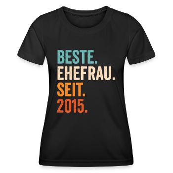 Beste Ehefrau Seit 2015 6. Hochzeitstag 6 Jahre - Frauen Funktions-T-Shirt - Schwarz - Vorne - AI Model Female 172 light (172cm)