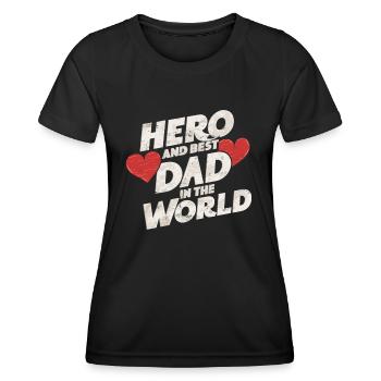 Held und bester Dad Papa in der Welt Vatertag - Frauen Funktions-T-Shirt - Schwarz - Vorne - AI Model Female 172 light (172cm)