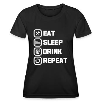Essen, schlafen, trinken, wiederholen - Frauen Funktions-T-Shirt - Schwarz - Vorne - AI Model Female 172 light (172cm)