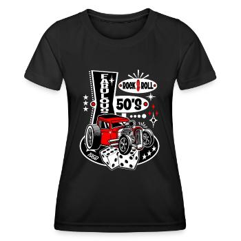 Rockabilly Hot Rod 1950er Jahre Vintage Rocker 50er - Frauen Funktions-T-Shirt - Schwarz - Vorne - AI Model Female 172 light (172cm)