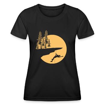 Klettern Bergsteiger Felsklettern Kletterseil Fels - Frauen Funktions-T-Shirt - Schwarz - Vorne - AI Model Female 172 light (172cm)