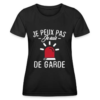Je peux pas je suis de garde - T-shirt sport Femme - noir - Devant - AI Model Female 172 light (172cm)