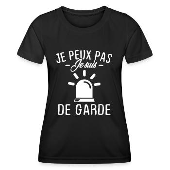 Je peux pas je suis de garde - T-shirt sport Femme - noir - Devant - AI Model Female 172 light (172cm)