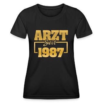 1987 - Frauen Funktions-T-Shirt - Schwarz - Vorne - AI Model Female 172 light (172cm)