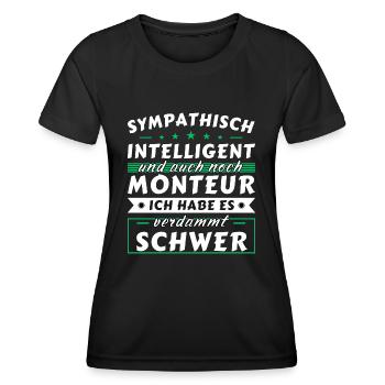 Sympathisch und intelligent - Monteur Edition - Frauen Funktions-T-Shirt - Schwarz - Vorne - AI Model Female 172 light (172cm)