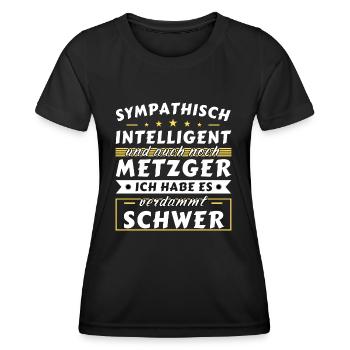 Sympathisch und intelligent - Metzger Edition - Frauen Funktions-T-Shirt - Schwarz - Vorne - AI Model Female 172 light (172cm)