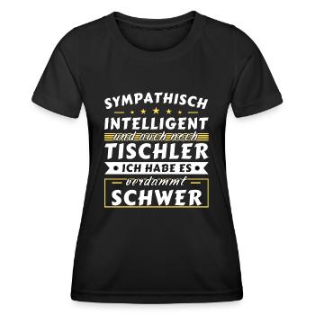 Sympathisch und intelligent - Tischler Edition - Frauen Funktions-T-Shirt - Schwarz - Vorne - AI Model Female 172 light (172cm)