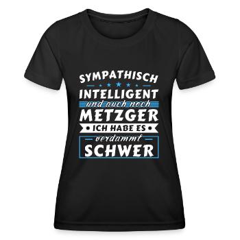 Sympathisch und intelligent - Metzger Edition - Frauen Funktions-T-Shirt - Schwarz - Vorne - AI Model Female 172 light (172cm)