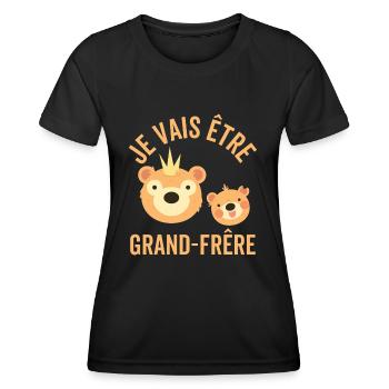 Je Vais Être Un Grand Frère ours - T-shirt sport Femme - noir - Devant - AI Model Female 172 light (172cm)